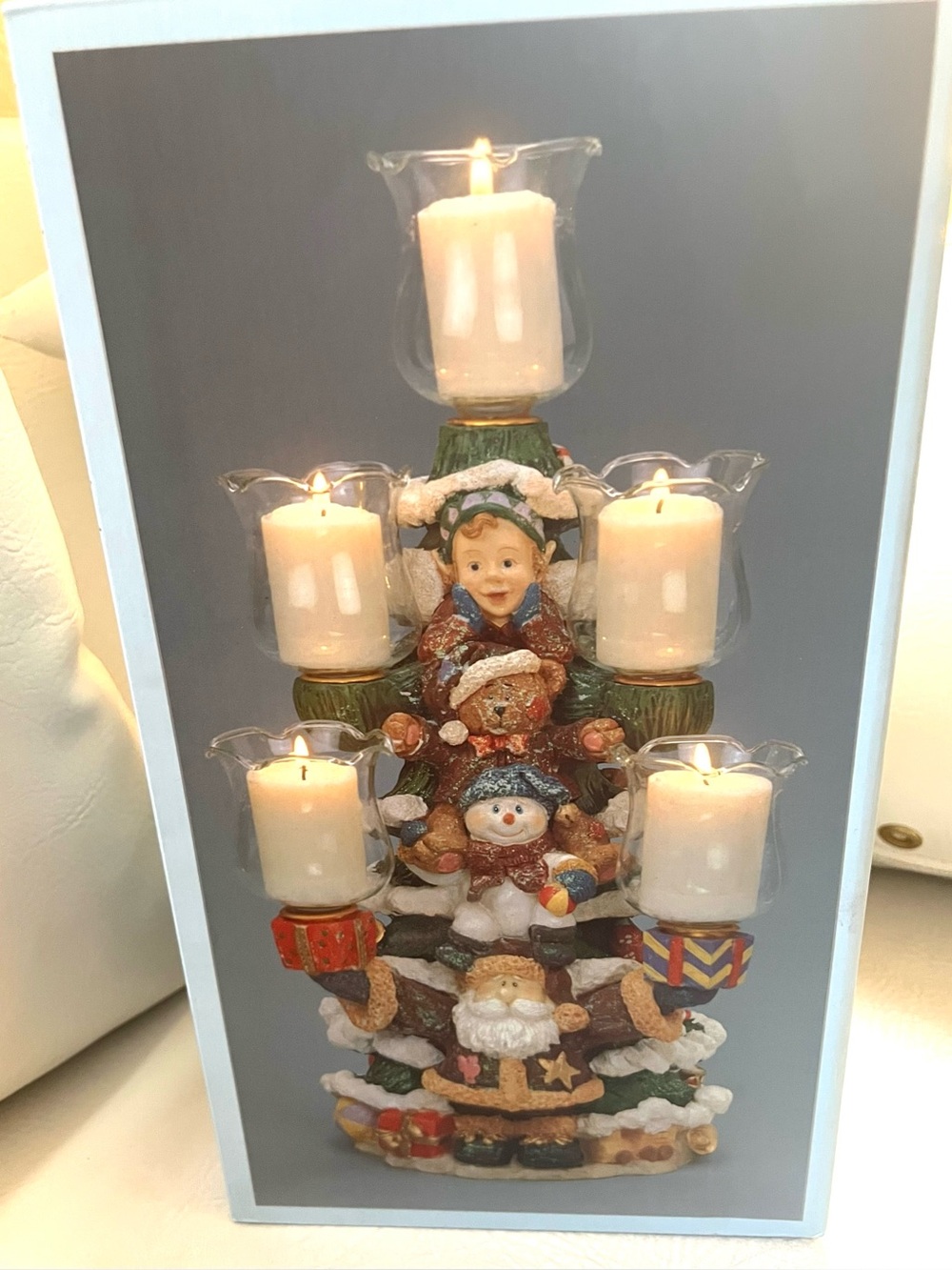 Holiday Figurine Candle Holder - White and Green